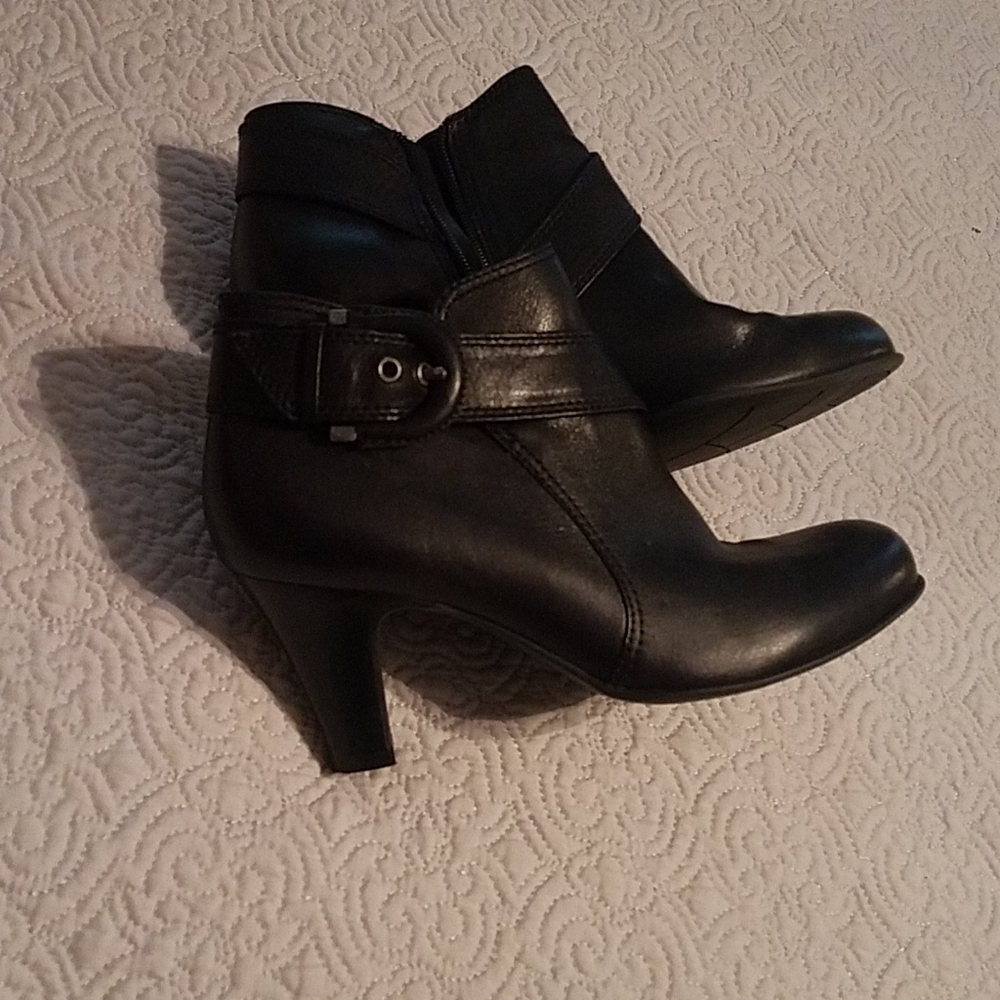 Black leather booties
